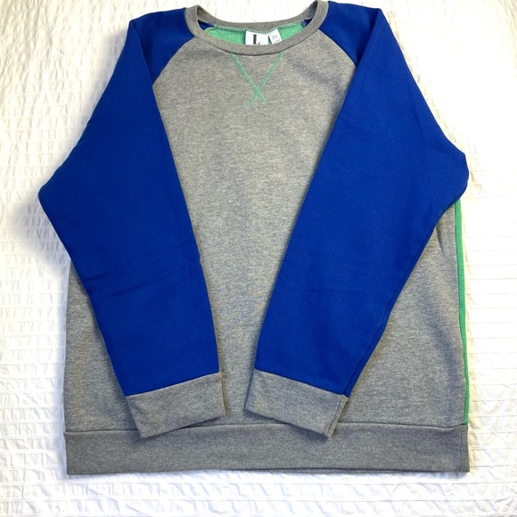 Top Man Size L Sweater Long sleeve Gray Green and Blue - Picture 9 of 15
